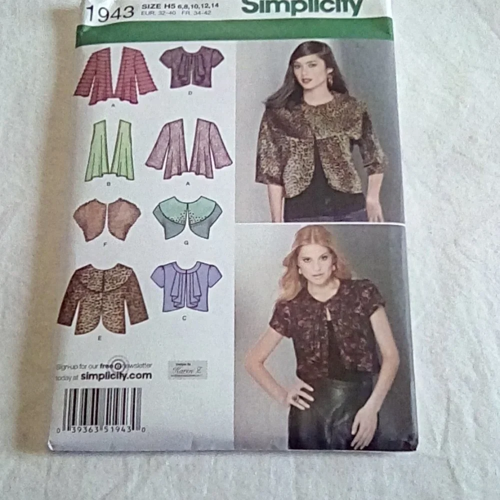 Simplicity # 1943 Misses  Knit & Woven Jackets